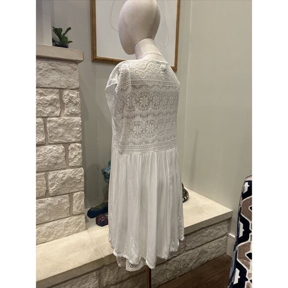 Women's Volcom Edwardian Cactus Flower Dress Sz M NEW White Floral Lace W/ Slip - Picture 6 of 9